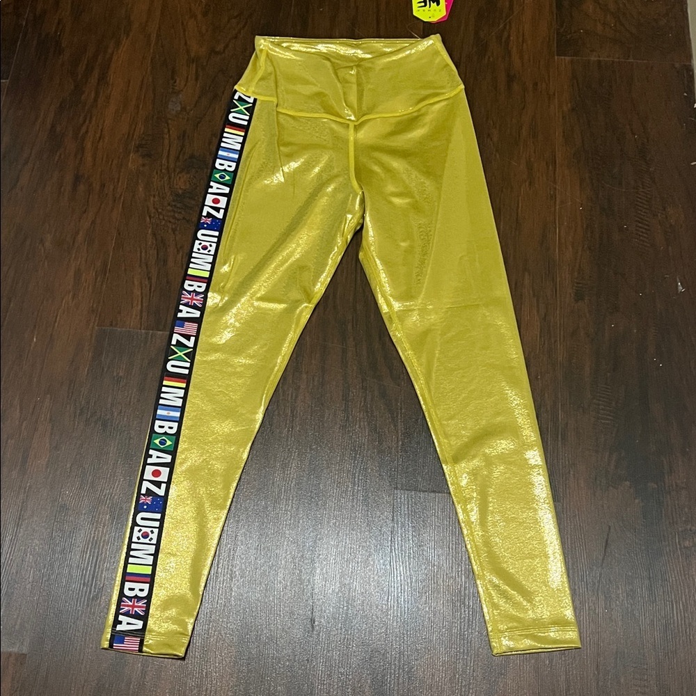 Zumba Fitness Zumba Metallic High Waisted Ankle Leggings Medium NWT - Picture 2 of 5